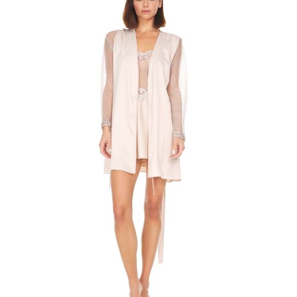 Flora Nikrooz NWT Showstopper Charmeuse Cover-up Robe - Picture 4 of 6